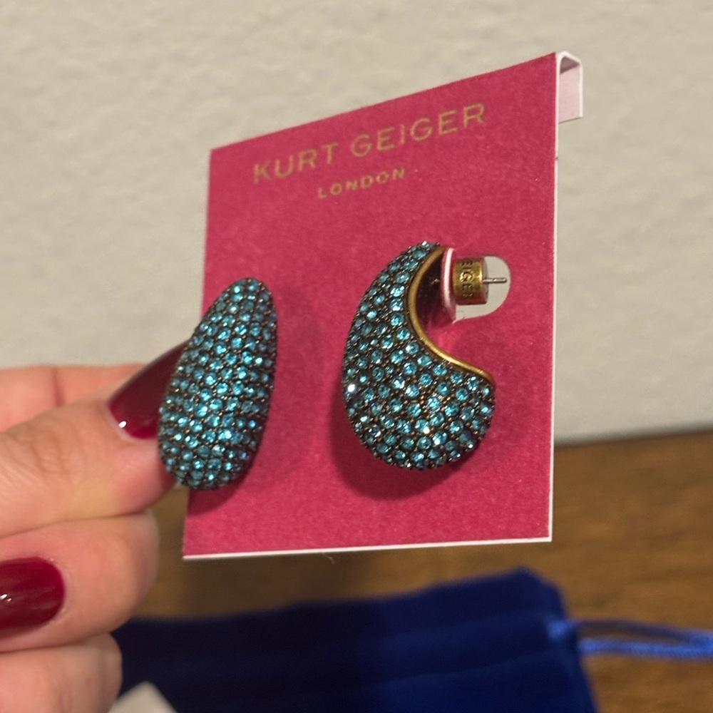 Kurt Geiger Turquoise Crystal Earrings - Picture 3 of 7